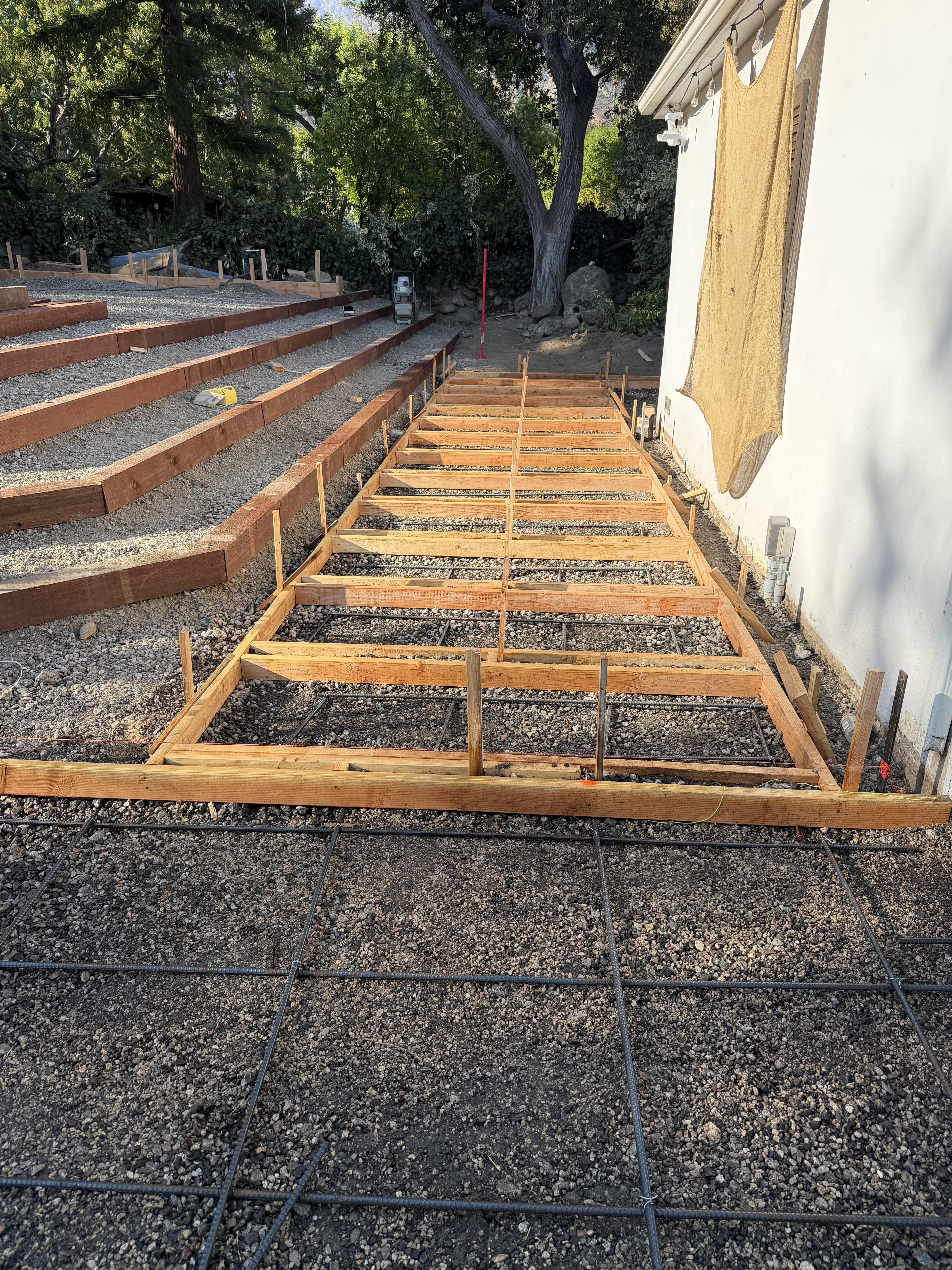 Detailed view of a residential masonry and concrete feature